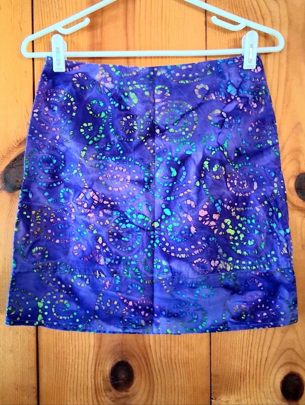 Custom Made Spiral Batik A-Line Mini Skirt